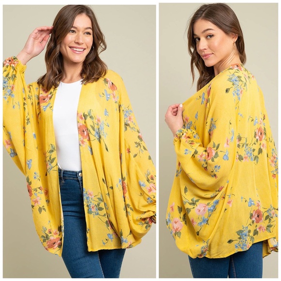 Oversized floral print cocoon sleeve cardigan - Picture 4 of 7